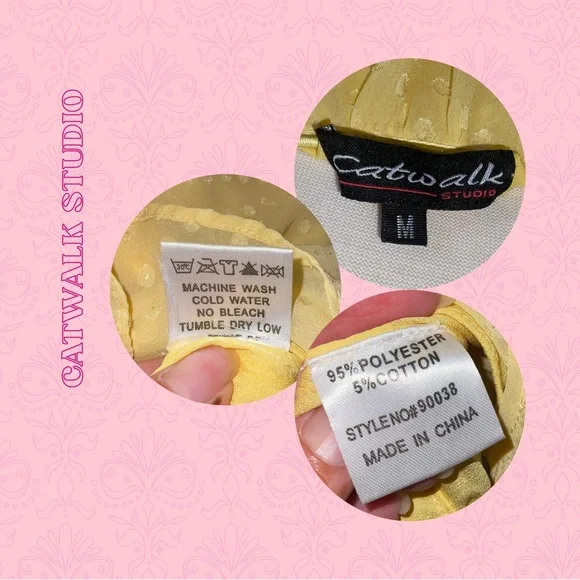 Catwalk Studio | Yellow Sleeveless Drop Waist Bubble Mini Dress | Size M - Picture 4 of 6